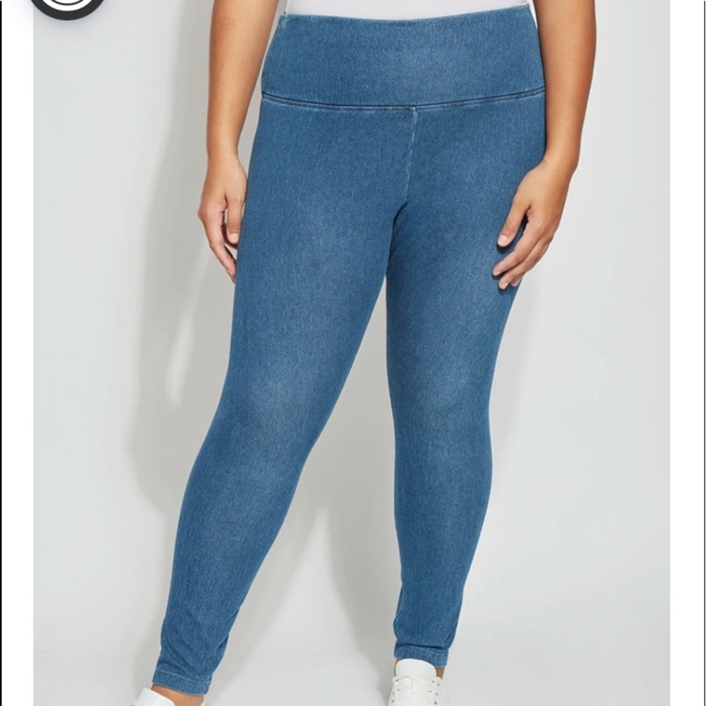 Lyssé New York Ankle Length Stretch High Waist Jeggings Blue Size XL